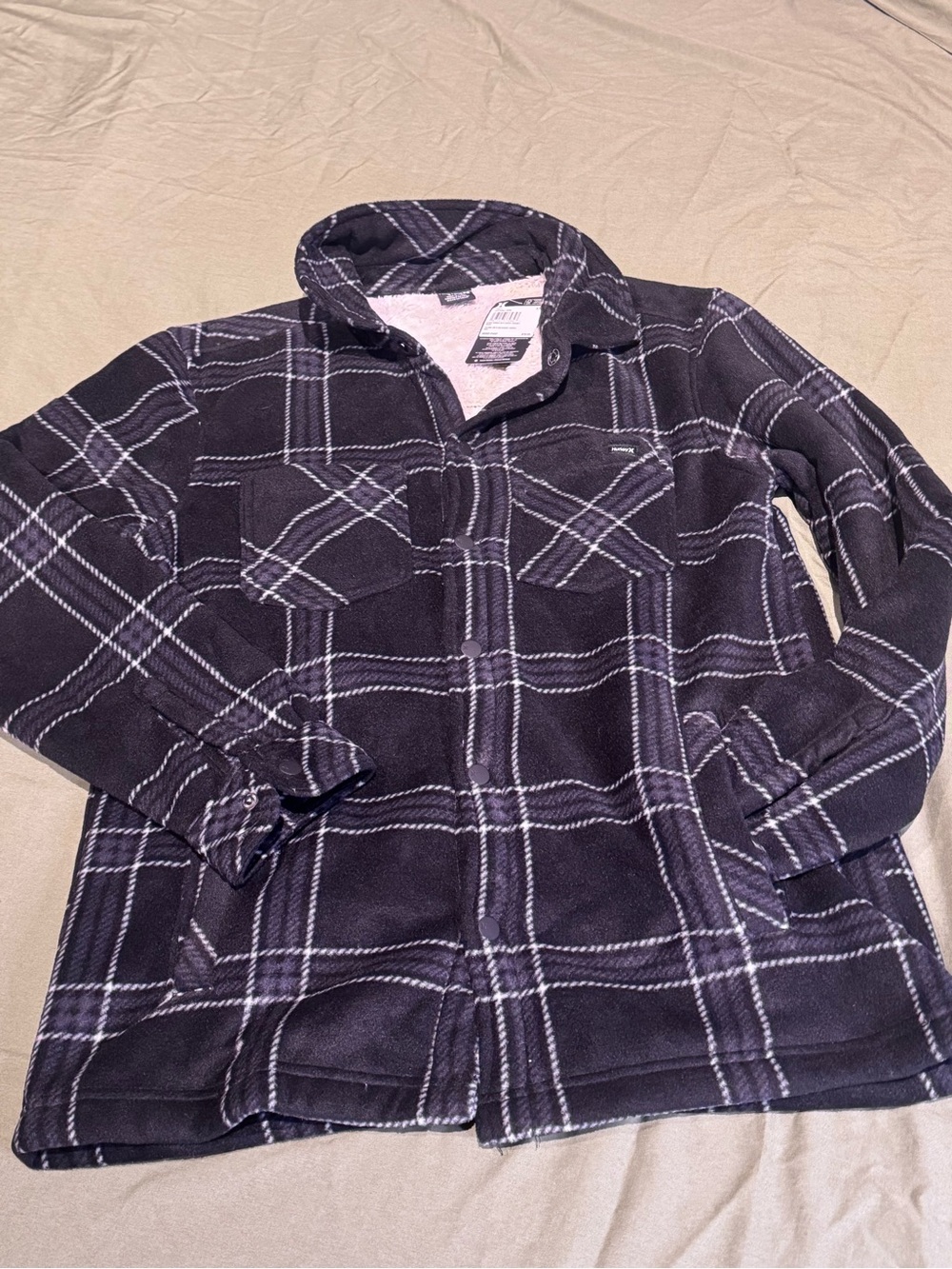 NWT Hurley Plaid Fleece & Faux Shearling Shirt Jacket (Men’s) - Size S